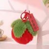 Colgante Llavero Piel de Conejo Rex Imitación Cosas Buenas Suceden Bola de Felpa Colgante para Mochila Colgante de Caqui para Mujeres