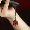 Corrente para celular pingente de joia Flor de Lótus de nove voltas com areia dourada roxa natural Acessórios com contas da sorte de Jaspe Enfeites de bolsa de Cinábrio Cordão
