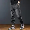 Jeans Retro Desgastado Masculino Verão Novo Design Versátil Lavado Patchwork Casual Jogger Harem Calças Masculinas