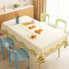 Toalha de Mesa Desenho Animado, Sem Lavagem, Impermeável, À Prova de Óleo, Resistente ao Calor, Estilo Dopamina Creme, Toalha de Mesa Retangular, Protetor de Mesa, Chá