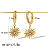 Pendientes Transfronterizos de Acero Inoxidable con Incrustaciones de Diamantes Geométricos para Mujer, Modernos y Versátiles, Estilo Lujo Ligero, Pendientes de Estrella Sol con Diamantes Punteados