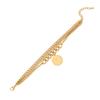 [Ice Meng] Pulsera Gruesa Apilada de Tres Capas Hip-Hop Colgante de Timón Ancla Pulsera Versátil Joyería de Acero de Titanio para Mujer B619