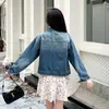 Toma real en stock: Chaqueta cárdigan versátil de mezclilla estilo coreano para mujer, nuevo top elegante para primavera y otoño 2025 para mujer
