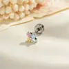 Nuevo Piercing de Cartílago Hensen para Chicas con Circonita Micro-pavimentada Flor de Circonita Colorida Clavo para Hueso del Oído Exquisito de Nicho