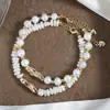 Pulsera de Perlas Barrocas Metálicas de Diseño de Nicho, Irregular y Versátil, de Agua Dulce Natural, Diseño Original al por Mayor