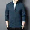 Nueva chaqueta-suéter 100% lana para otoño e invierno, cárdigan de punto liso, suéter de lana cálido grueso de lana pura para hombre