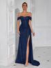 Popular Europeo y Americano Transfronterizo Top de Tubo de Lentejuelas Vestido Sexy Banquete Abertura Largo Ajustado Modelo Vestido de Noche