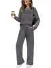 Traje de Mujer Europeo y Americano Transfronterizo Nuevo Otoño 2025 Top de Manga Larga con Cuello Redondo Pantalón Casual de Cintura Elástica Pantalón de Pierna Ancha