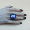 Anel de Resina Quadrado Octogonal Diamante Estilo Ins Novo Retro Colorido Simples Criativo Anel Doce