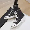 Zapatos de Lona de Caña Alta con Punta Fina y Cuña Estilo Europeo para Mujer 2026 Nuevos con Cremallera Lateral Calzado Casual de Plataforma Versátil Suela Gruesa Botines