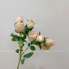 Flores artificiales 7 cabezas rosa borde quemado salsa ciruela ramo decoración de boda accesorios para fotografía de paisaje flores falsas