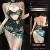 Lingerie Sexy, Cheongsam Luxuoso de Veludo Estampado Estilo Antigo, Tentação de Desejo Puro, Conjunto de Saia Bodycon, Atacado e Dropshipping