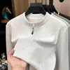 Sudadera de manga larga con media cremallera de Lyocell para hombre, top casual y versátil de cuello redondo para primavera y otoño, camiseta básica para hombre