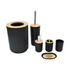 Capa de bambu banheiro lavagem plástico conjunto de seis peças fabricantes atacado banheiro armazenamento rack de lavagem suporte escova de dentes conjunto de seis peças