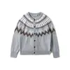Rumen Meng Retro Japonés Fair Isle Marca de Moda Suéter Casual Hombres Mujeres Cárdigan de Lana Otoño Invierno Cálido Suéter de Punto Superior