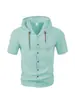 Ropa de Hombre Transfronteriza TK Amazon Verano Delgada Transpirable Lino Holgada con Capucha Camisa de Manga Corta para Hombre Lino para Hombre