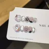 Gatinha RosaDesenho Gato Gato Puro Feito à Mão Unhas Usáveis Estilo Curto Clareamento Manicure Adesivos Unhas Postiças