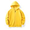 Sudadera con cremallera de rizo fino para primavera y otoño 2025 mejorada para niños y niñas, color liso estilo coreano con estampado de logo de uniforme escolar