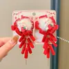 Pinza para el pelo de niña pequeña León Danzante Hanfu Borla Año Nuevo Accesorio para el pelo Peluca Princesa Lazo Adorno para el pelo Pinza para el pelo de niños