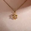 Colgante de Cobre 18K Oro Rosa Estrella Dinámica de Seis Puntas Collar de Acero de Titanio para Mujer Lujo Candado con Diamantes Completos Candado de Celebridad de Internet
