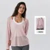 Conjunto de Ropa de Yoga para Mujer con Almohadillas en el Pecho, Chaleco Deportivo Cómodo y de Soporte, Cubre Yoga Holgado, Amigable con la Piel, Transpirable, Conjunto de Dos Piezas