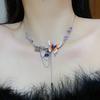 Elegante collar con borlas de flores y hojas para dama, elegante y a la moda, con cadena para clavícula, dulce y fresca.