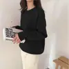 Suéter de punto de cuello redondo nuevo estilo coreano para otoño e invierno, suéter de punto liso retro holgado estilo perezoso para mujer, suéter suave y pegajoso para todo tipo de ocasiones para mujer
