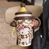 Taza aislada con asa de gato de dibujos animados con estampado de leopardo, acero inoxidable 316, diseño elegante y lindo para niñas, mini taza de hielo, botella de agua de gran capacidad