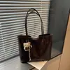 Bolsa Tote Feminina Retrô Transfronteiriça Grande Capacidade para o Dia a Dia Bolsa de Ombro Único Estilo College Estudante Bolsa de Mão Grande para Aula