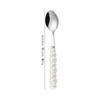 Cuchillo de Acero Inoxidable y Tenedor Cuchara Mango de Perla Cerámica Lujo Ligero Cuchara de Postre Creativa Tenedor Cuchillo para Bistec Estilo Nórdico Vajilla para Comida Occidental