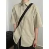 Camisa de trabajo de manga corta de algodón puro para hombre, estilo juvenil de verano, camisa casual estilo Japanese cityboy, top para pareja