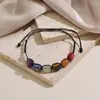 Nuevo producto transfronterizo: Pulsera colorida de piedra natural, pulsera de cristal tejida con cuerda minimalista de nicho para parejas, joyería personalizada de moda