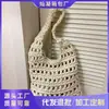 2026 Nuevo Bolso Tote Casual de Moda Estilo Coreano Inspirado en el Bosque, Tejido Hueco, Bolso de Punto Ligero de Hombro Único para Mujer