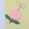 Llavero Colgante Creativo de Cuero con Estampado de Flor de Peonía Estilo Chino Accesorios de Ropa de Cuero Accesorios para Jeans