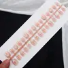 Unhas postiças feitas à mão, populares no Xiaohongshu, estilo curto com flor de pérola rosa nude, 30 peças em tamanhos diferentes, unhas postiças removíveis