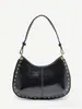 Bolso de Hombro Axila Decorativo con Remaches Estilo Hippie Retro para Mujer Piel Artificial Rojo Angora Forma de Media Luna Adecuado