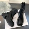 Botines Martin ajustados con tacón grueso y suela gruesa para mujer, otoño e invierno 2024, estilo británico, combinables, con tacón pequeño y grueso.