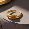 Moda Europeia e Americana Anel de Aço Inoxidável Vazio Nicho Linha Larga Design High-End Ouro Joia de Mão Atacado
