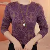 Camiseta de manga larga de moda de alta gama, versátil, adelgazante, elegante, con detalles plateados, con estilo, refinada, rejuvenecedora y que favorece la figura para mujer