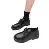2025 Novos Sapatos Femininos de Couro Baixos com Cadarço e Couro Patentado para Comércio Exterior, Sapatos Mary Jane de Salto Grosso Estilo Britânico Transfronteiriço Wish