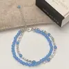 Pulsera de Piedra Natural con Cuentas Estilo Chino Simple Elegante Gama Alta Azul Claro Pulsera de Moda de Nicho Joyería Pequeña Fresca para Manos de Mujer