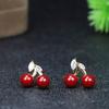 Pendientes de Oro Púrpura con Arena de Alto Contenido Incrustada Corona Mariposa Cereza Cinabrio Cisne Pendientes Mismo Estilo Transmisión en Vivo de Tiktok