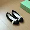 Temporada do Primeiro Encontro~ Sapatos rasos elegantes de bico redondo estilo francês com laço para mulheres, sapatilhas slip-on versáteis