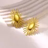 Brincos Europeus e Americanos Transfronteiriços de Aço Inoxidável Atmosféricos Simples Dourados Flor de Pétala Exagerados Estilo Retrô Brincos Brincos
