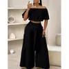 Calça Larga Nova Europeia e Americana para Mulheres 2025 Calça de Trabalho Cintura Alta Cor Sólida Flare Amarração Drapeada Calça Casual Conjunto