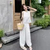 Moda Verão 2026 Casual Sem Mangas Renda Recorte Vazado Barra Colete + Conjunto Simples de Jogger