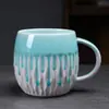 Taza de cerámica con esmalte de flujo variable para horno transfronterizo de 600 ml, gran capacidad, para beber, taza de desayuno con alto valor de color, taza de café