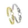 Distrito Lu Tendencia de personalidad europea y americana animal cabeza de leopardo pulsera exagerada hip-hop atmósfera de lujo dominante pulsera abierta