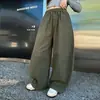 Pantalones holgados de pierna ancha estilo americano para niñas 2026 nuevos y modernos pantalones curvos color verde militar para niños mayores para usar al aire libre en otoño