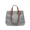 Nova bolsa tote simples leve de nylon com couro, grande capacidade, bolsa para computador, estilo western, bolsa de compras, bolsa de ombro portátil para mulheres